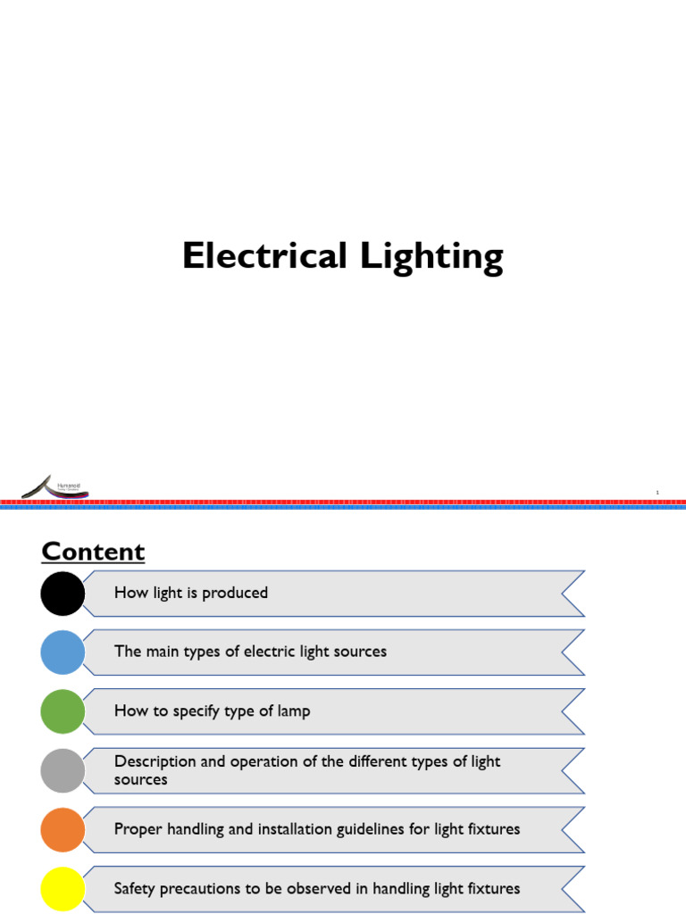 Electric Lighting: Types and Safety Guide | PDF | Fluorescent Lamp ...