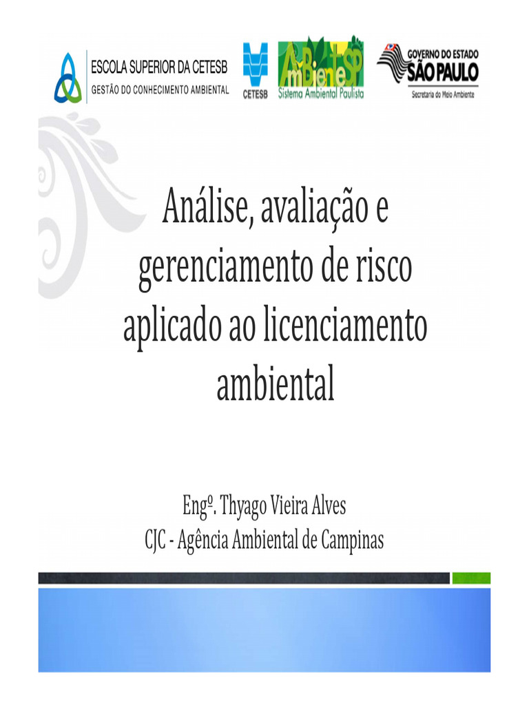 Gerenciamento de Risco no Licenciamento Ambiental | PDF | Declaração de ...