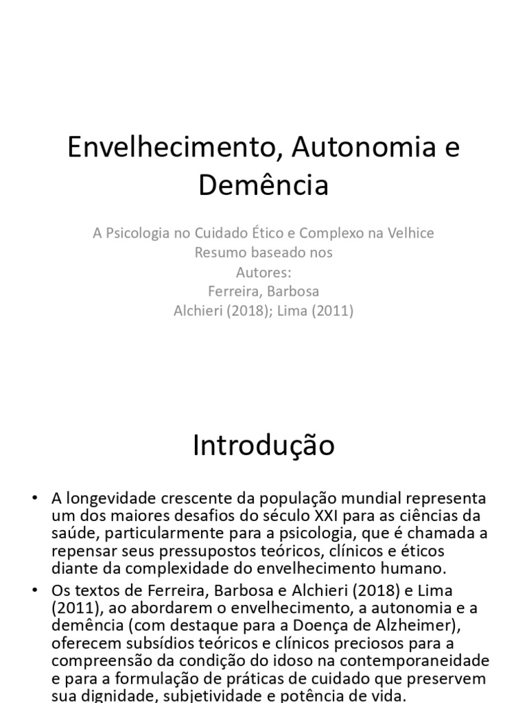 Psicologia no Envelhecimento e Demência | PDF | Envelhecimento | Psicologia