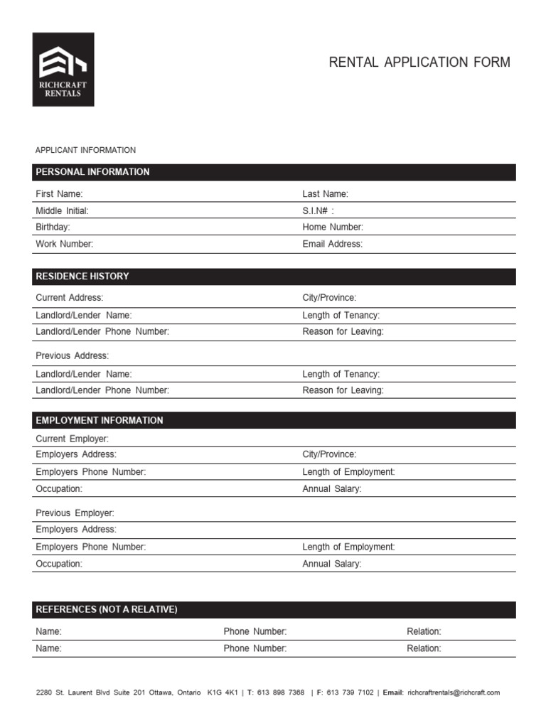 Ontario Rental Application Form 2025 | PDF | Landlord | Lease