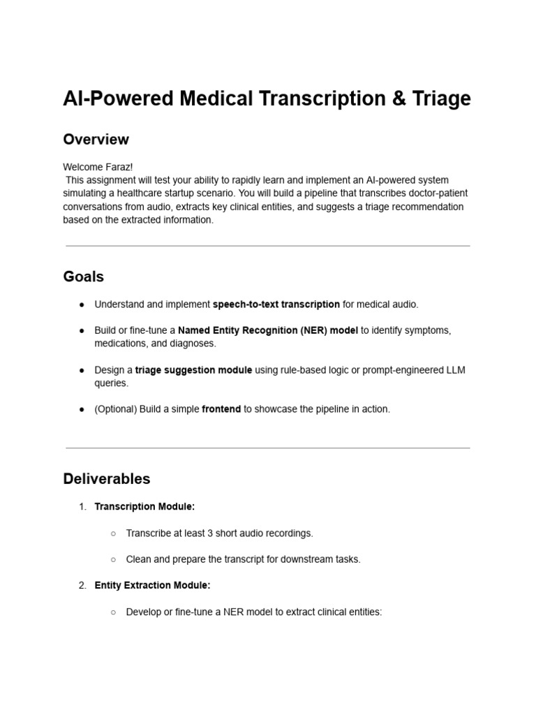 AI Medical Transcription & Triage System | PDF