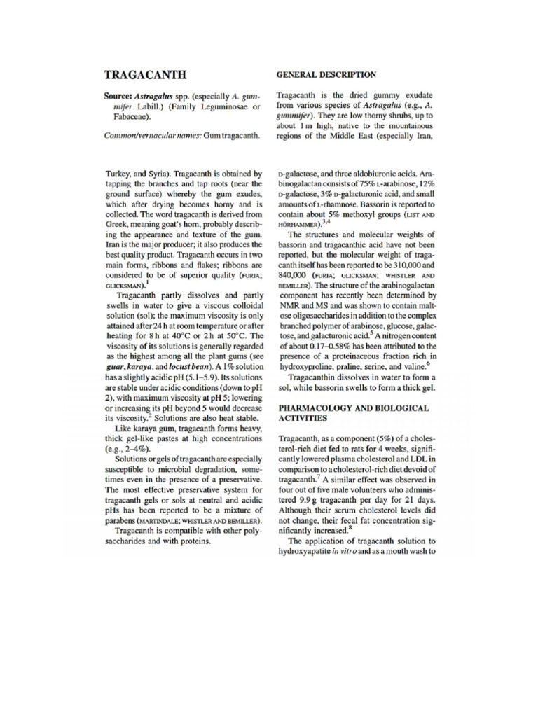 Tragacanth Intro | PDF
