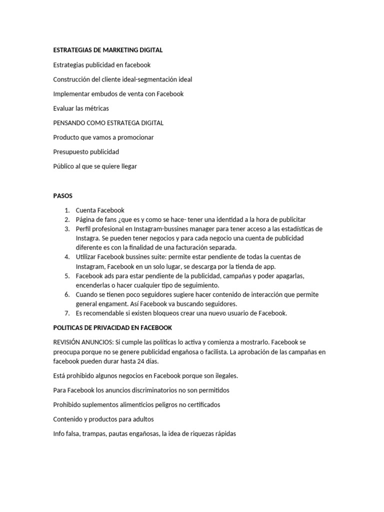 Estrategias de Marketing Digital | PDF | Facebook | Publicidad digital
