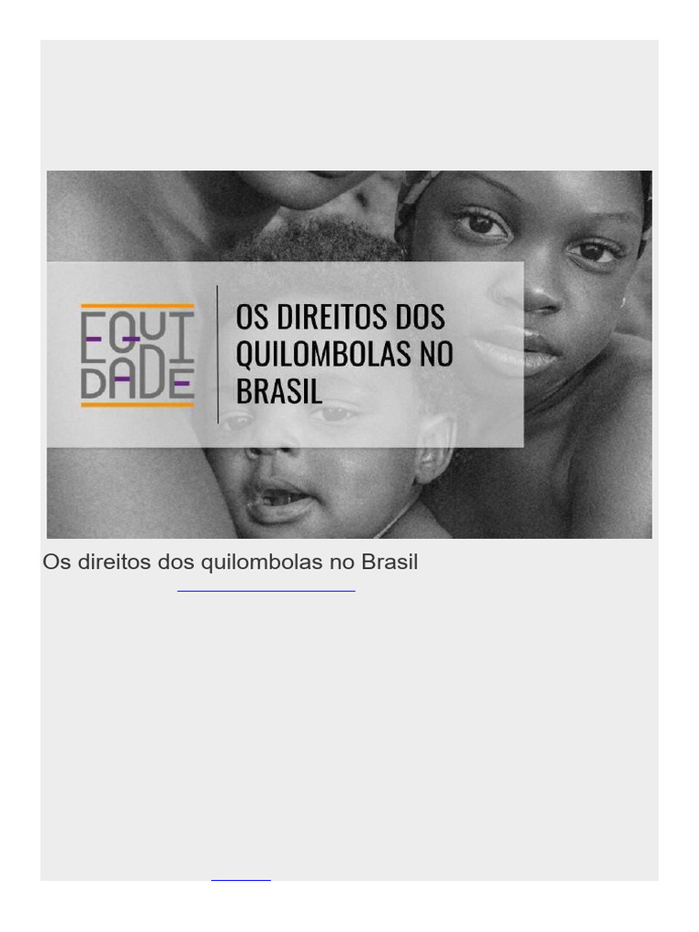 Direitos dos Quilombolas no Brasil | PDF | Brasil | Escravidão