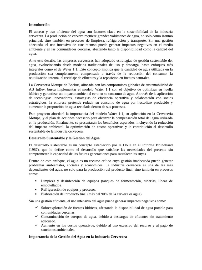 Gestión Sustentable del Agua en Cerveceras | PDF | Agua | Sustentabilidad