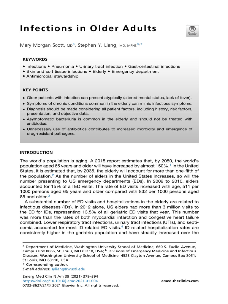 Infections in Older Adults | PDF | Urinary Tract Infection ...