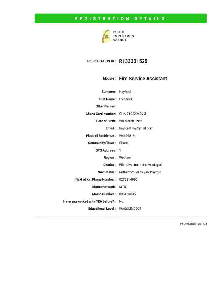 Registration Receipt | PDF