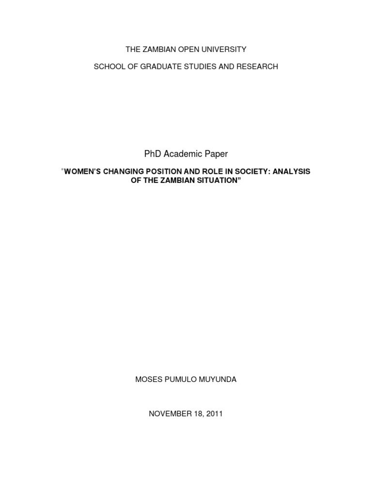Women's Role in Zambian Society Analysis | PDF | Gender | Gender Studies