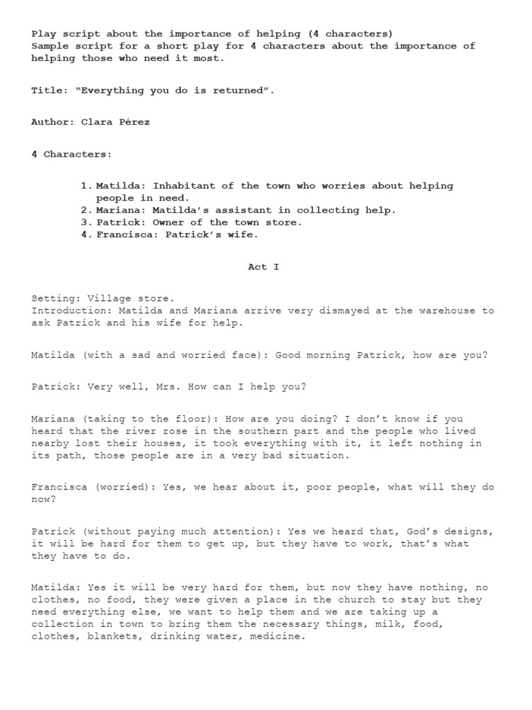Helping Others: A Short Play Script | PDF