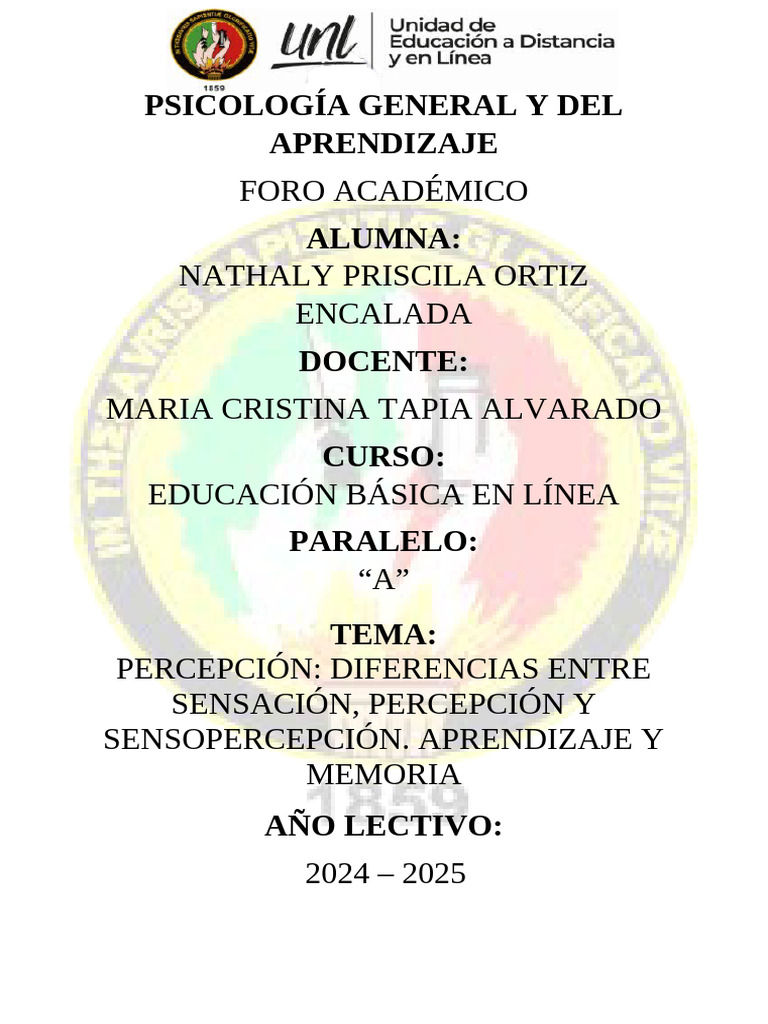 Foro U2 Psicología General y Del Aprendizaje. | PDF | Memoria | Aprendizaje