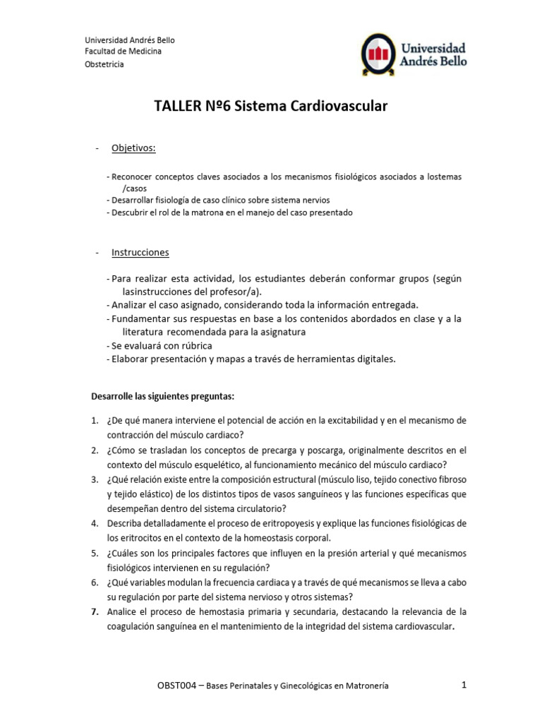 TALLER #6 Sistema Cardiovascular | PDF | Feto | Parto