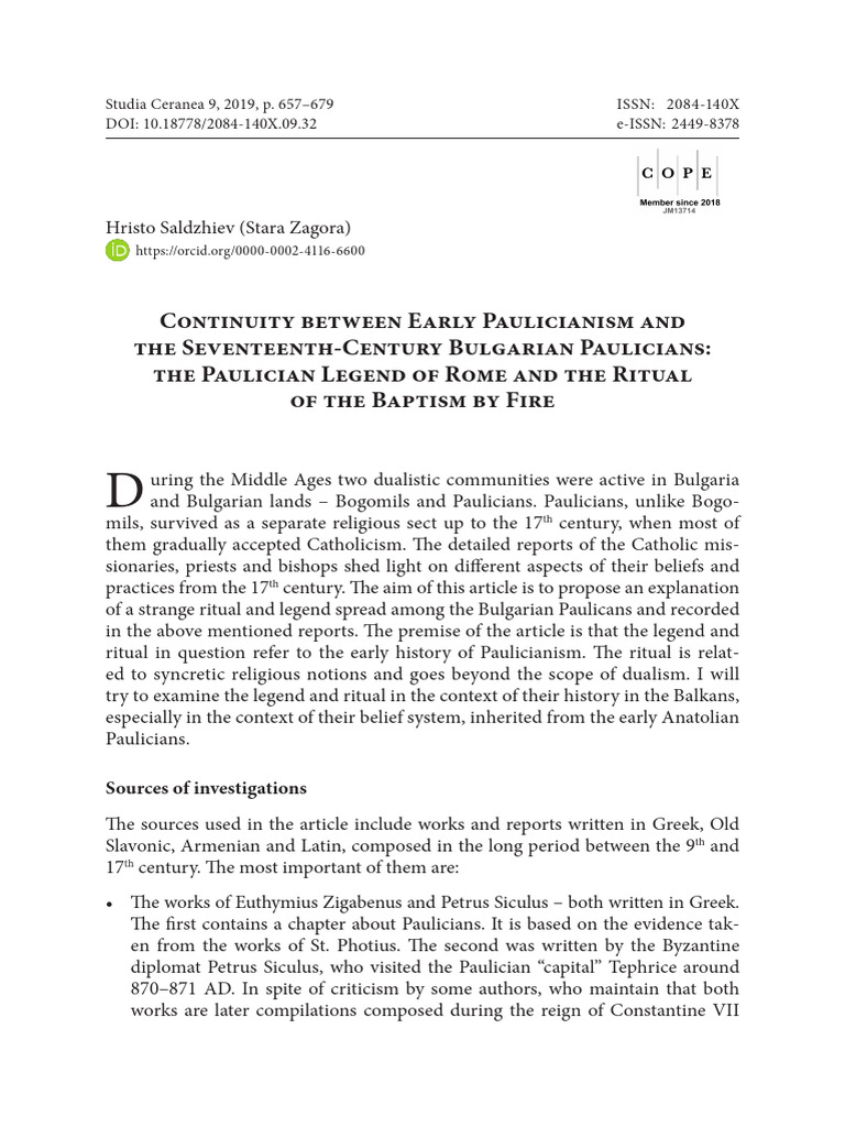 Continuity Between Early Pauliciani | PDF