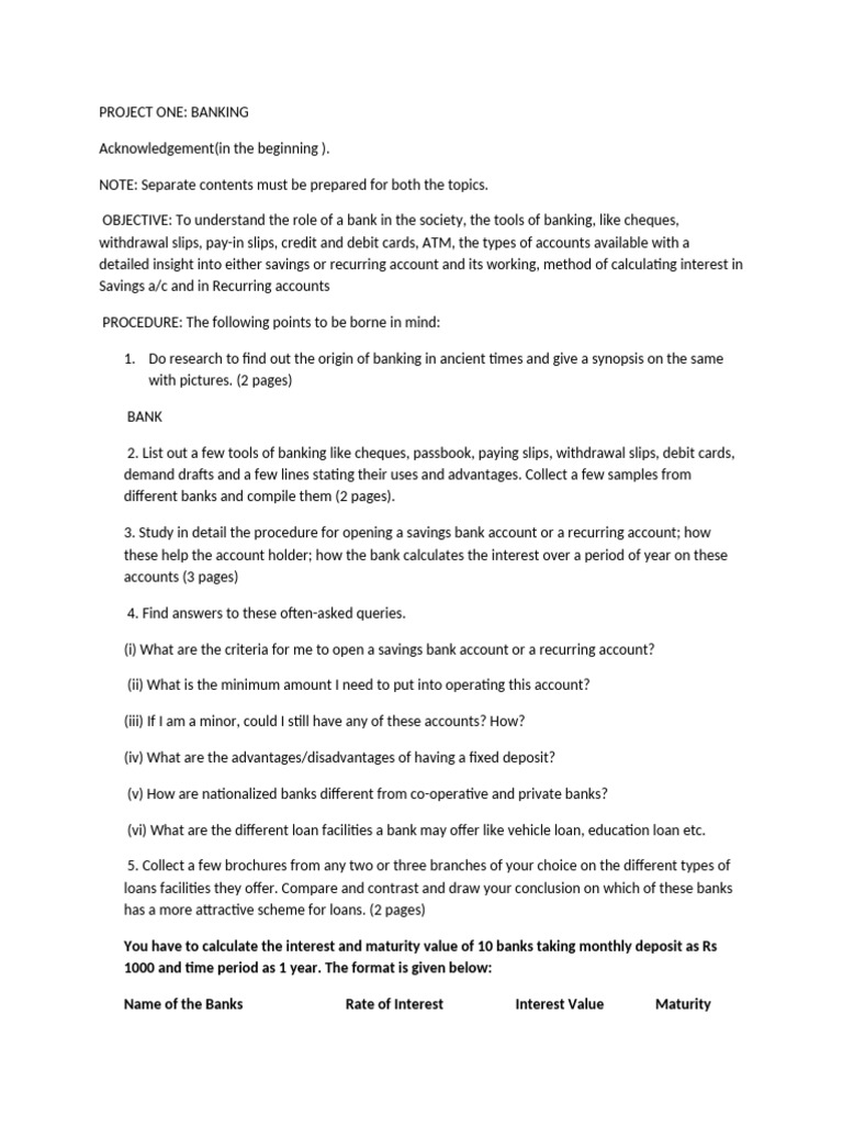 Banking and Home Budget Project Guide | PDF | Banks | Cheque