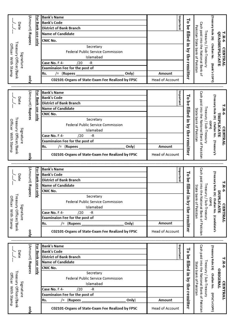 FPSC Challan Form 2025 Details | PDF