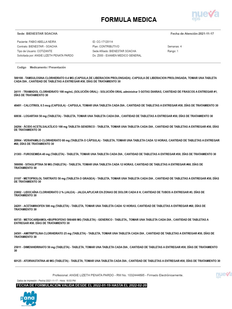 Formula para Correccion 3 FABIO ABELLA NEIRA | PDF | Tableta (Farmacia ...