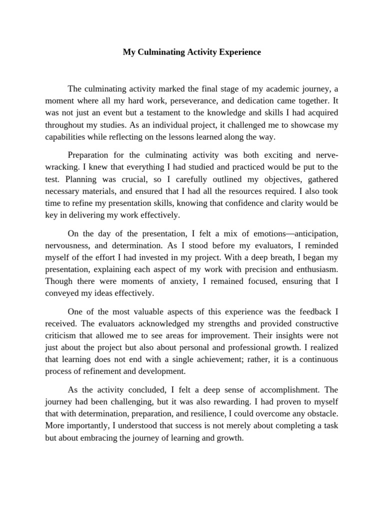 My Culminating Activity Reflection | PDF