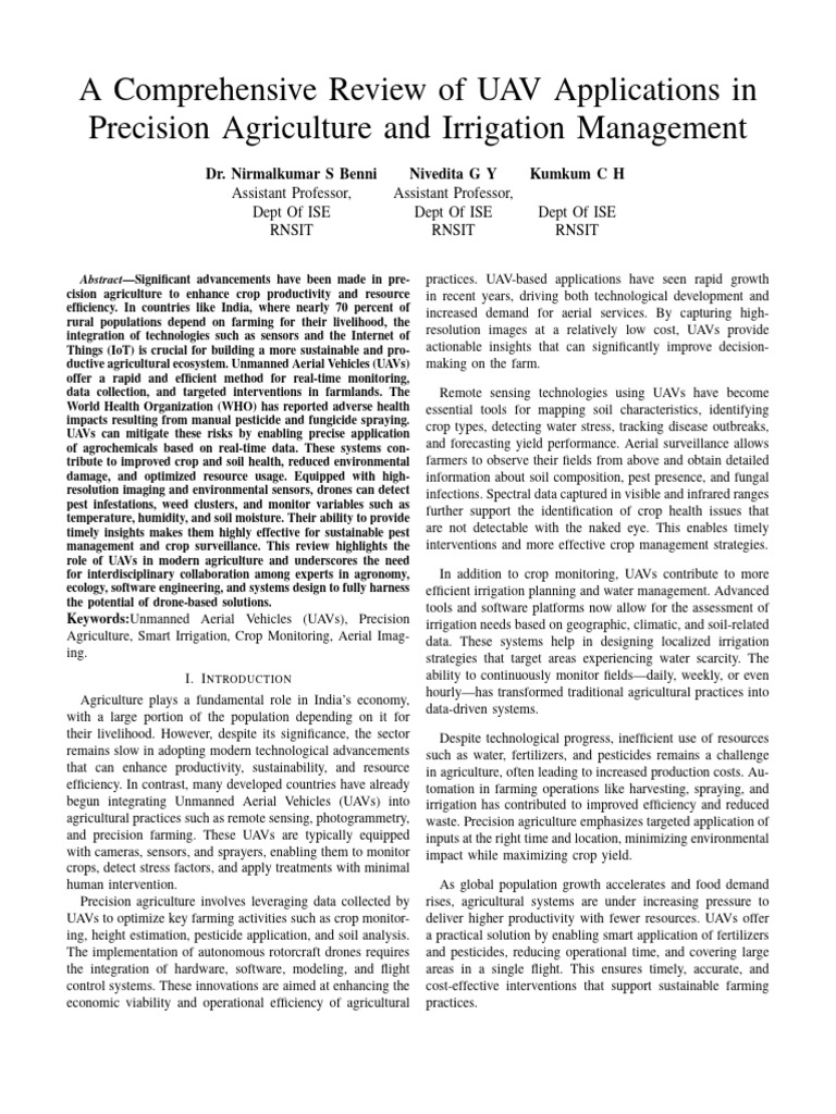 UAV Applications in Precision Agriculture | PDF | Agriculture ...