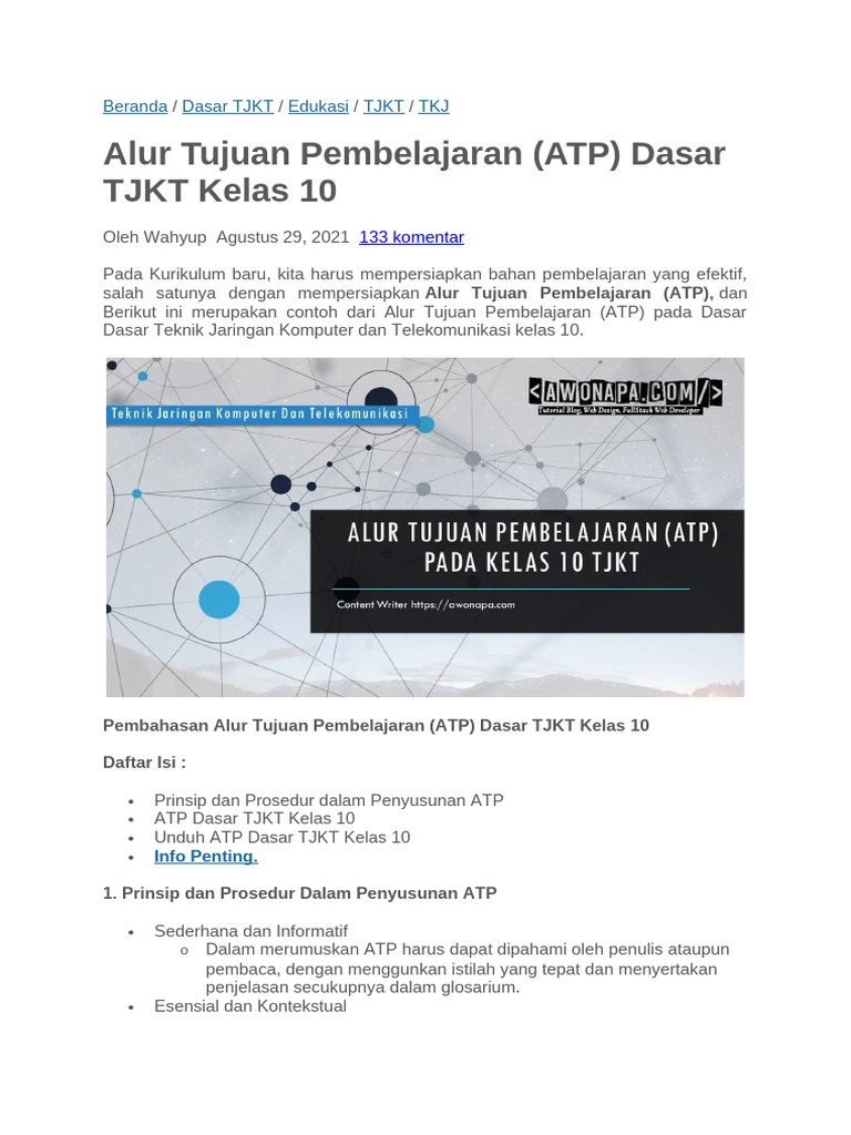 ATP Dasar TJKT Kelas 10 | PDF