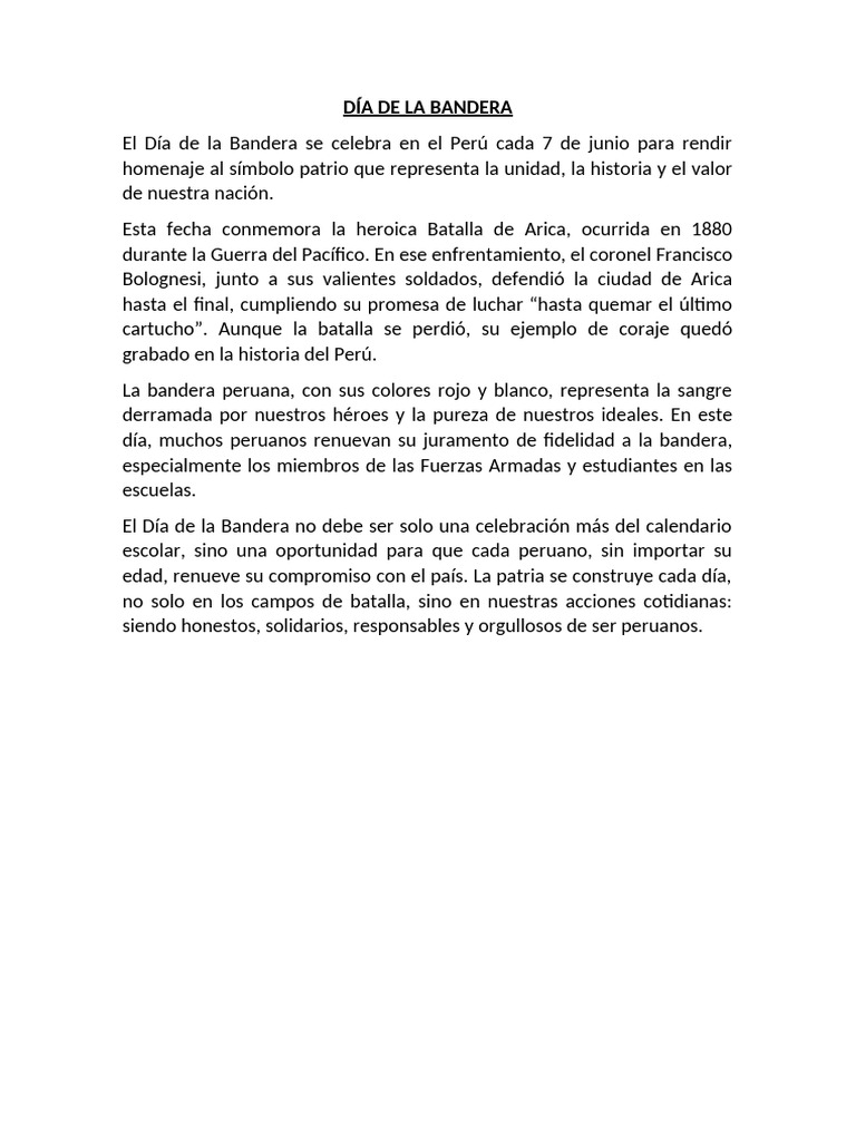 Día de la Bandera en Perú: Significado y Celebración | PDF