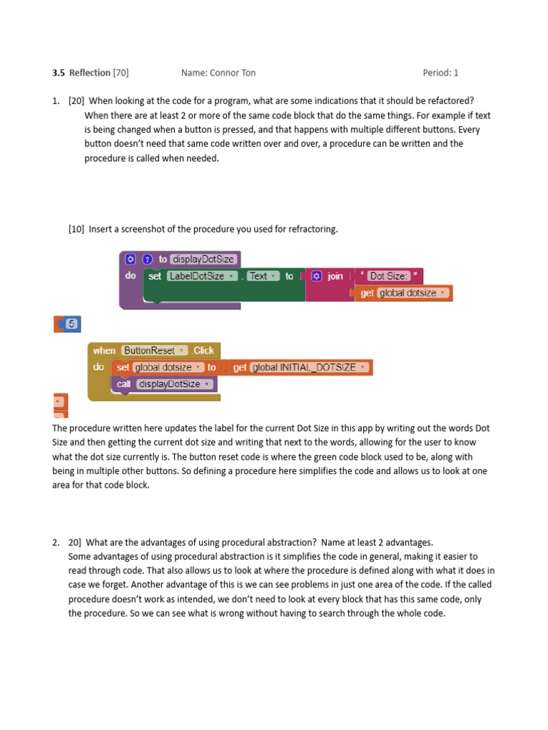 Ton Connor 3 P 5 Reflection | PDF