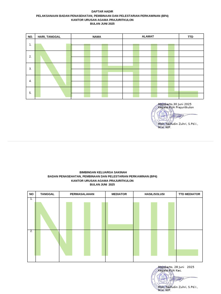 Contoh Surat BP4 Juni 2025 | PDF