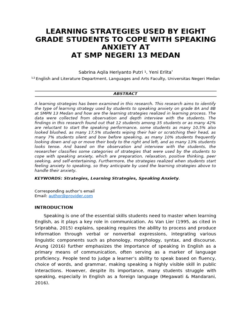 Strategies to Overcome Speaking Anxiety | PDF | Learning | English As A ...