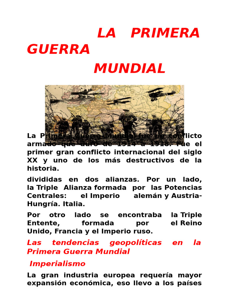 Causas y consecuencias de la Primera Guerra Mundial | PDF | Alemania ...