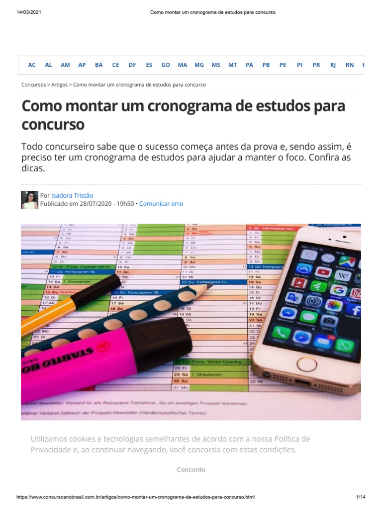Cronograma de Estudos para Concursos | PDF | Tempo | Privacidade na ...