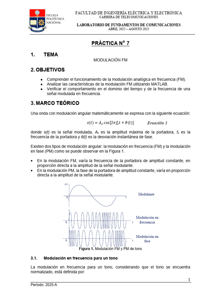 Práctica de Modulación FM en MATLAB | PDF | Modulación de frecuencia ...