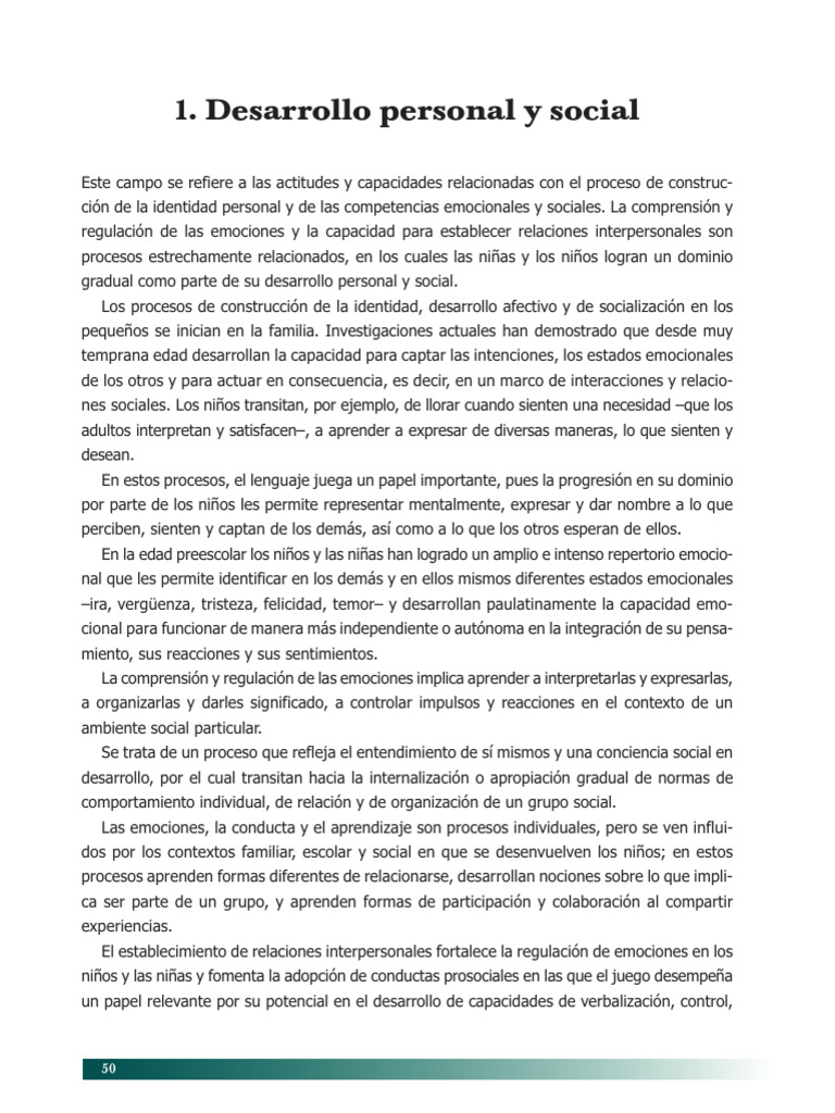 Desarrollo Personal y Social en Niños | PDF | Las emociones | Aprendizaje