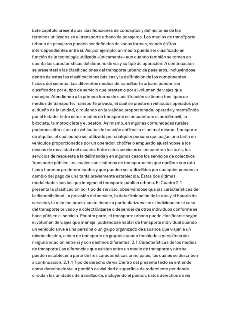 Clasificación del Transporte Urbano | PDF | Transporte | Transporte público