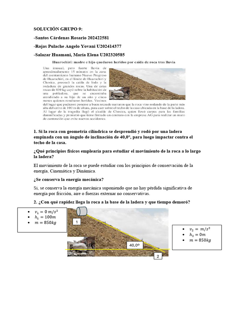 Estudio del Movimiento de una Roca Cilíndrica | PDF | Ciencias fisicas ...
