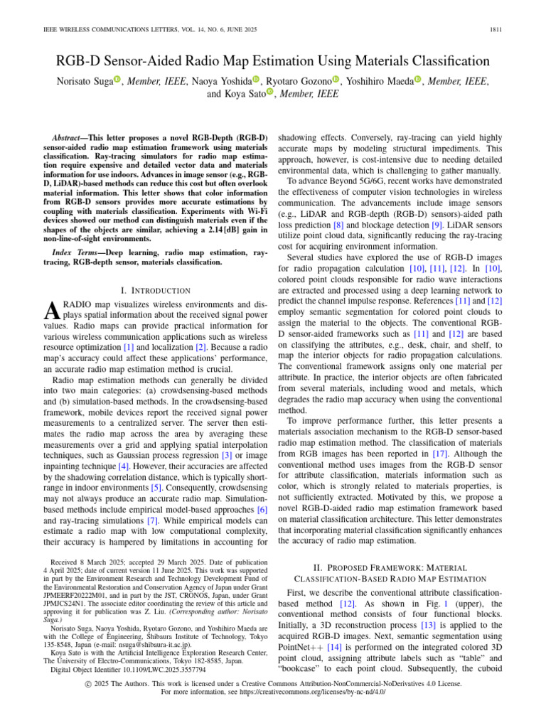 RGB-D Sensor-Aided Radio Map Estimation Using Materials Classification ...