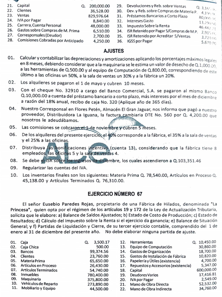 Ejercicio Contable: Cálculo y Ajustes | PDF | Impuesto sobre la renta ...