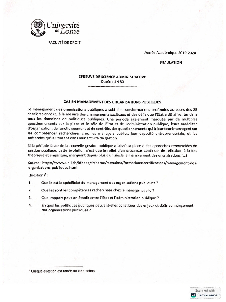 Épreuves - Science Administrative | PDF