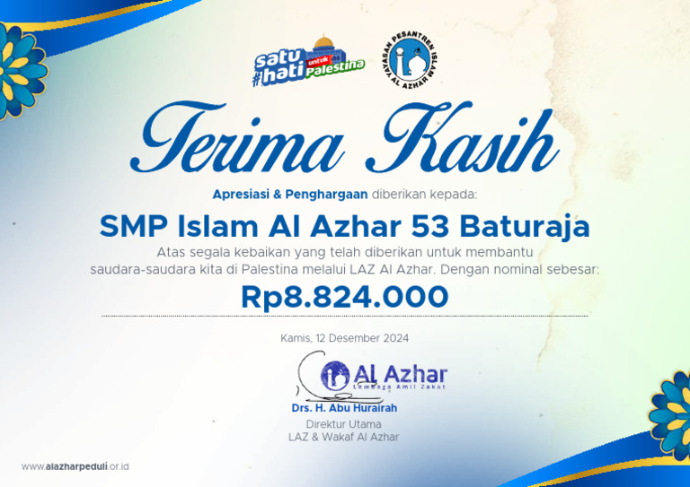 Penghargaan SMP Al Azhar Baturaja | PDF