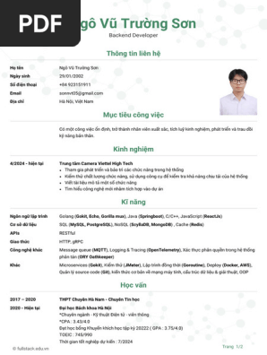 CV Ngo Vu Truong Son Golang Java | PDF