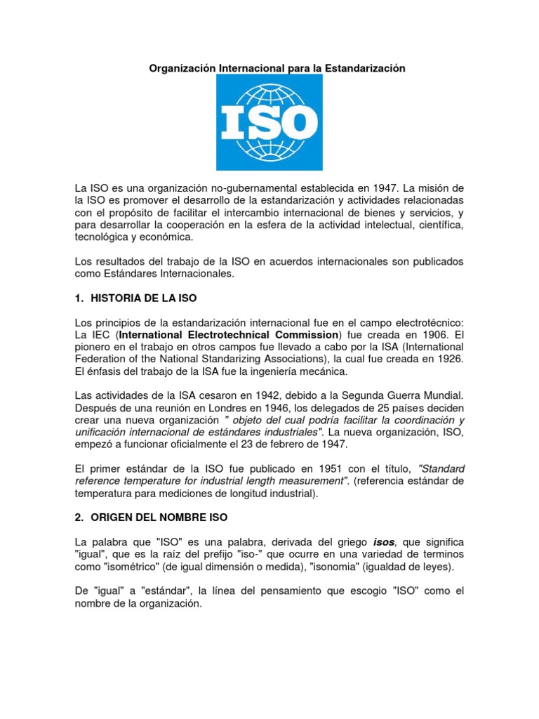 Definición y Normas de la ISO | PDF | Iso 9000 | Calidad (comercial)