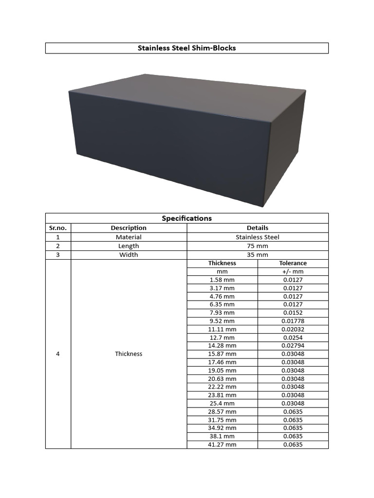 Stainless Steel & Aluminium Shim Blocks | PDF | Metals | Materials