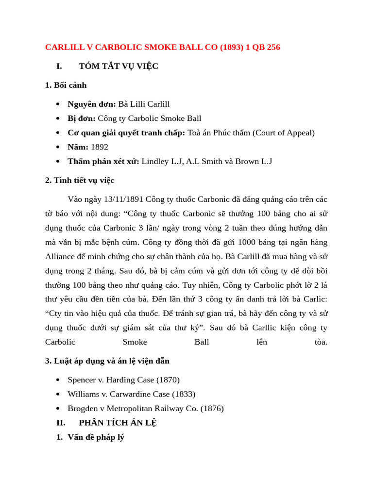 Carlill V Carbolic Smoke Ball Co | PDF