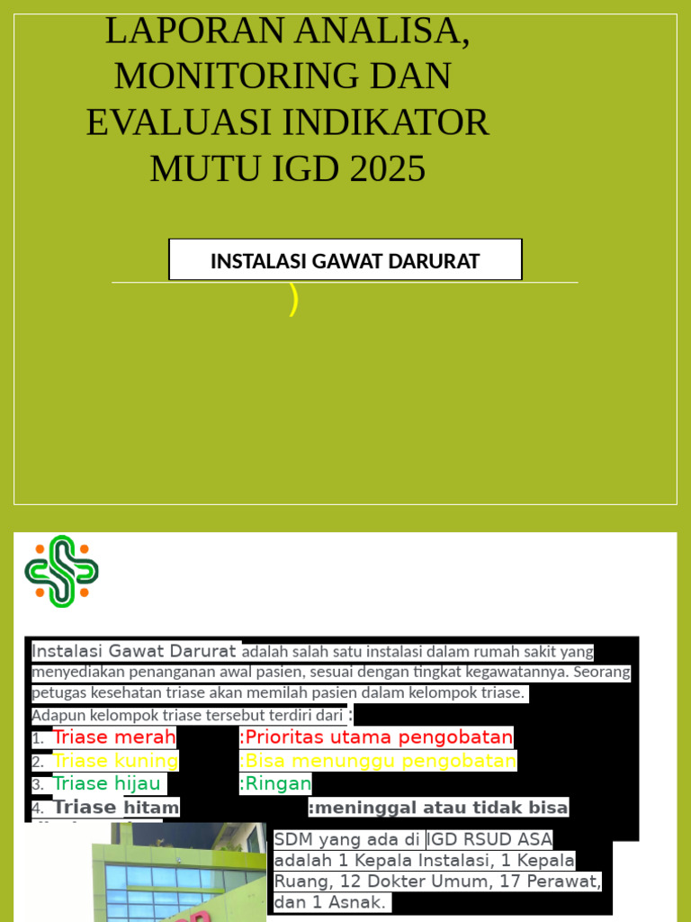 Monev IGD Evaluasi Indikator Mutu 2025 | PDF
