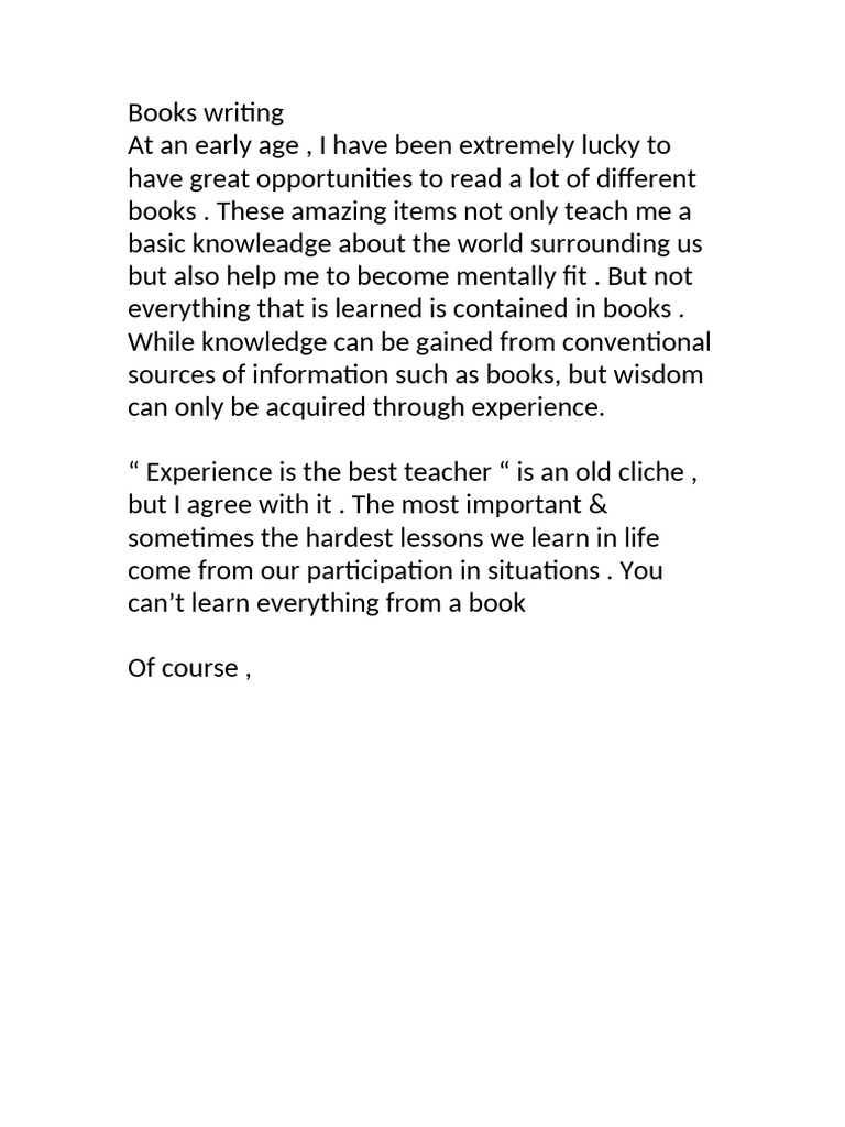 The Value of Experience Over Books | PDF