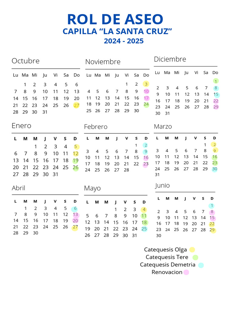Documento A4 Calendario Anual 2024 Simple Blanco y Negro PDF | PDF