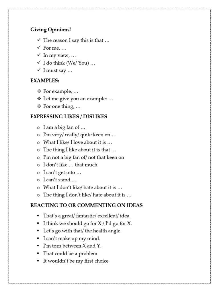 Expressing Opinions and Reactions | PDF