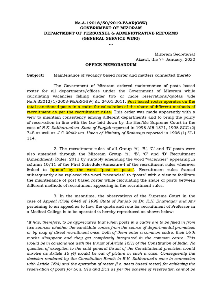 Vacancy Based Roster Guidelines | PDF | Justice | Crime & Violence