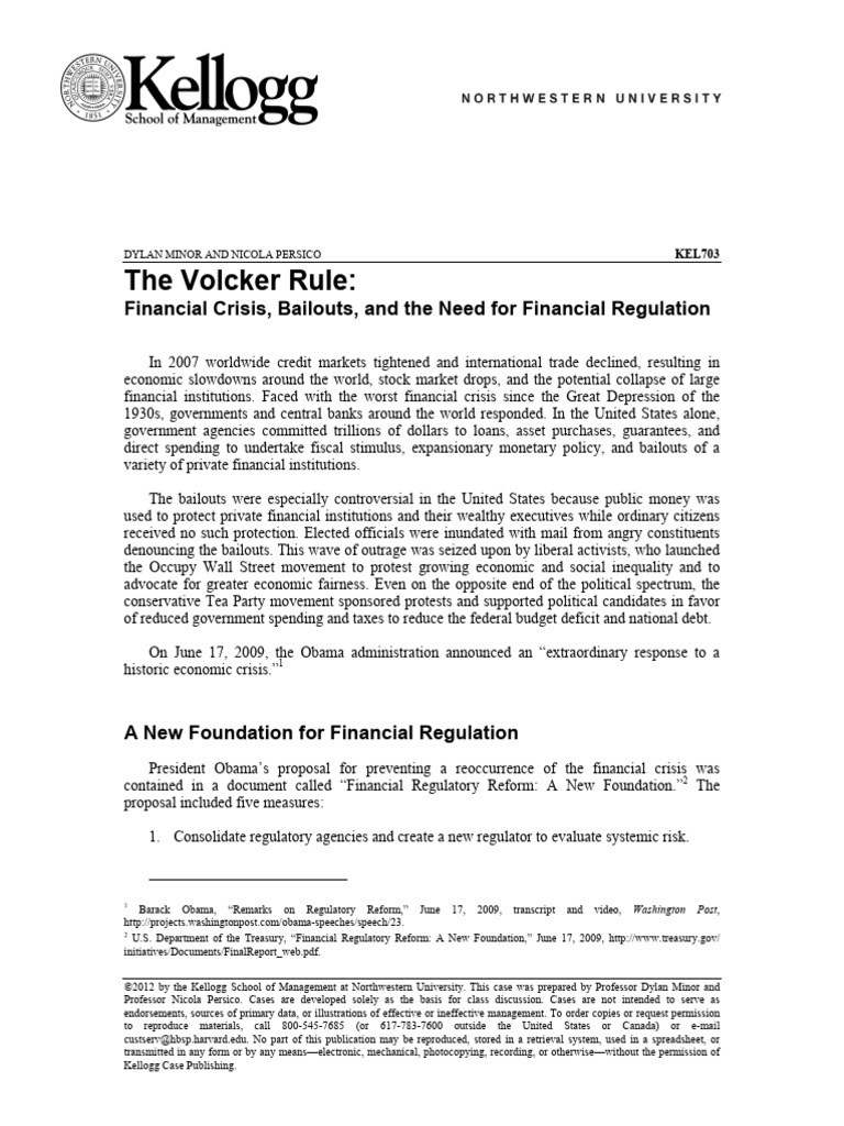 The Volcker Rule and Financial Reform | PDF | Volcker Rule | Banks