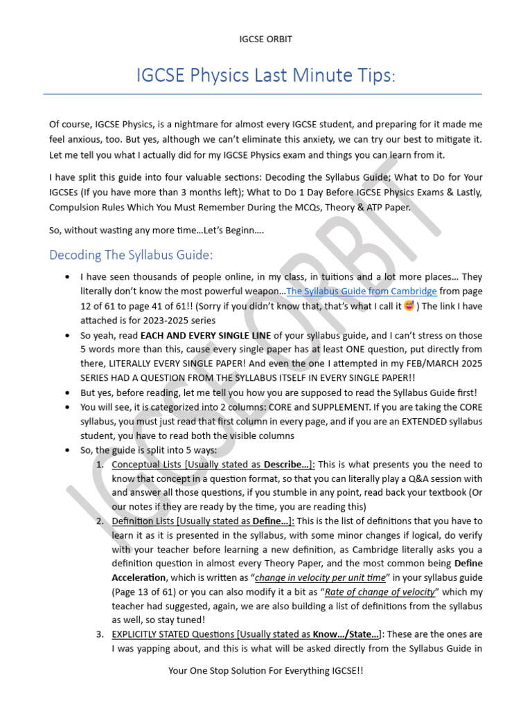 Last-Minute IGCSE Physics Tips | PDF | Multiple Choice