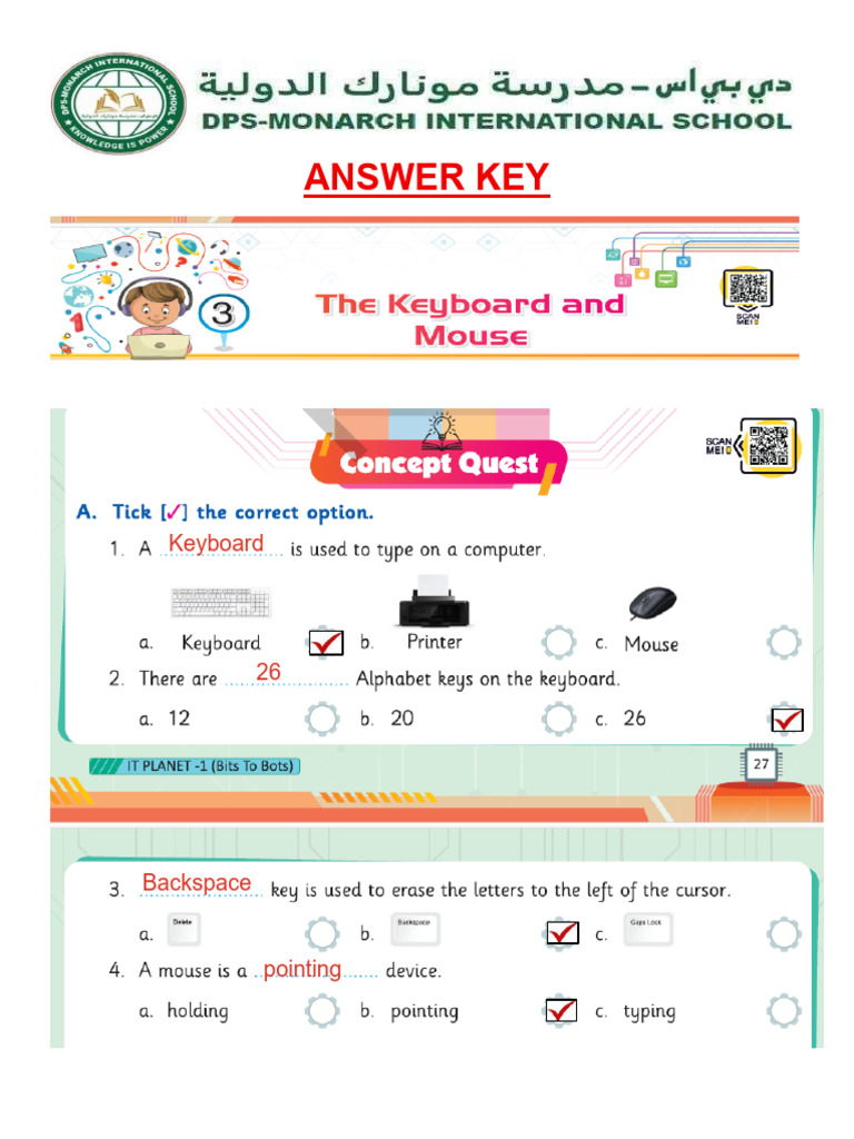 Keyboard and Input Device Answer Key | PDF