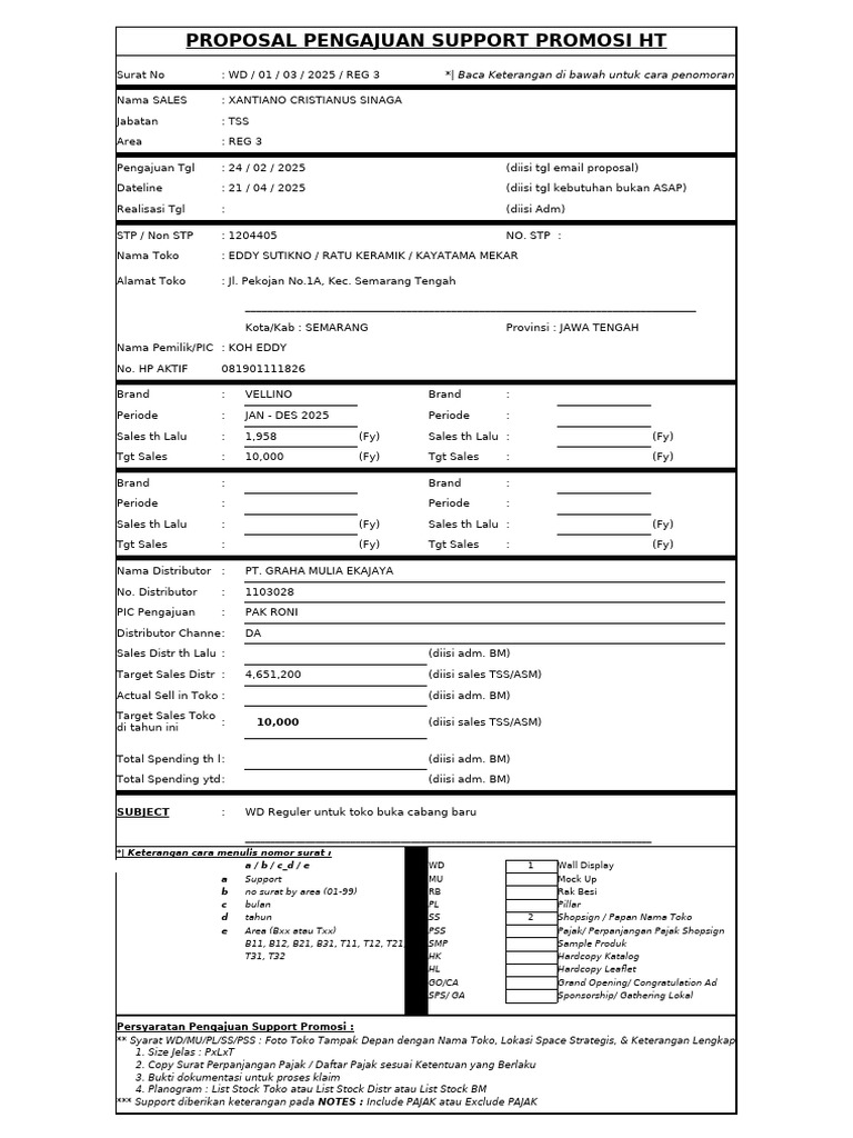 Ratu Keramik - HT Promotion Request Form (Request WD & Shopsign) | PDF