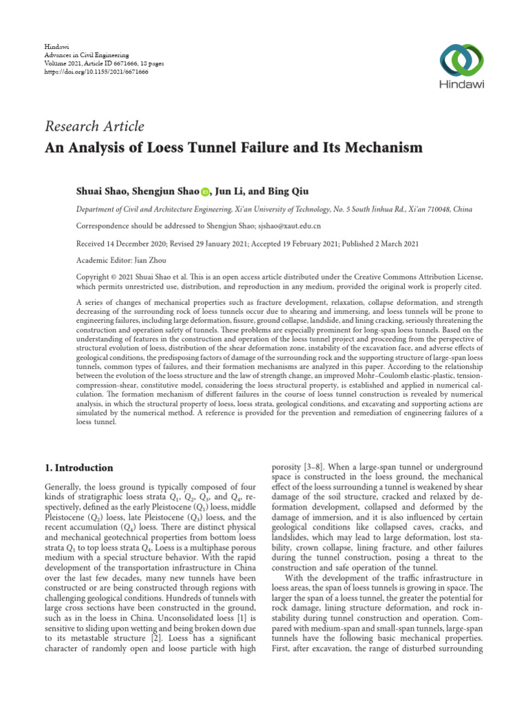 An Analysis of Loess Tunnel Failure and Its Mechanism | PDF | Tunnel ...